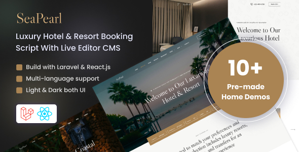 SeaPearl – 豪华酒店及度假村预订脚本,带有实时编辑器 CMS