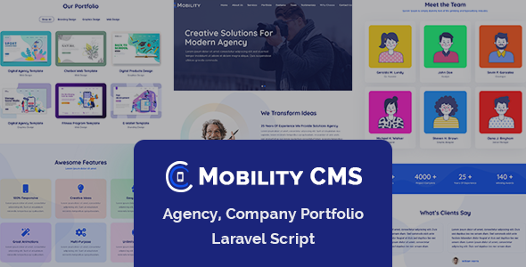 移动 CMS – 代理机构、公司组合 Laravel 脚本