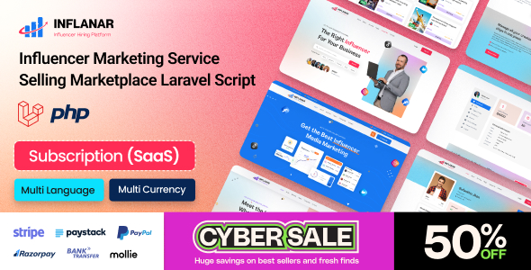Inflanar – 影响者营销服务销售市场 Laravel 脚本