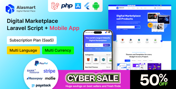 Alasmart – 数字产品下载市场 Laravel 脚本