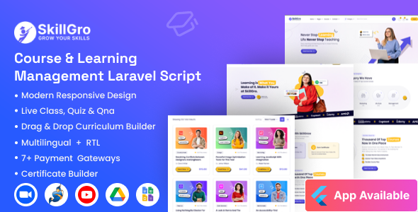 SkillGro LMS – 课程和学习管理系统:Laravel 脚本