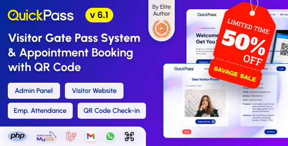 QuickPass – 带二维码的预约预订和访客门通行证系统