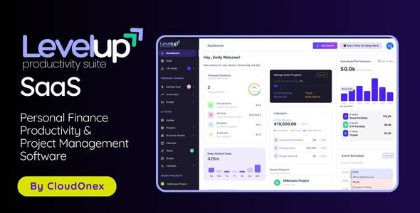 LevelUp SaaS – 一体化个人理财、生产力和项目管理套件