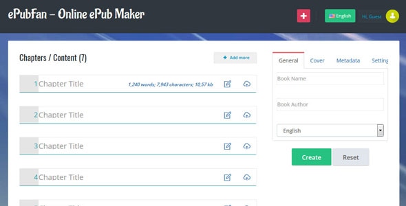 ePubFan – 在线 ePub 制作者、作曲家和经理 – 精简版