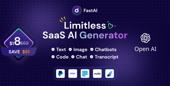 FastAi – SaaS AI 内容、语音、文本、图像、聊天和代码生成器