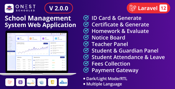 Onest Schooled – 学校管理系统 Laravel 脚本