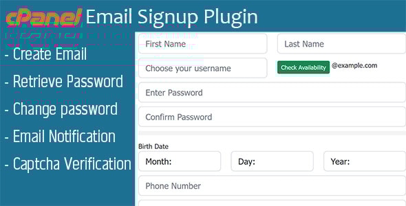 Cpanel 电子邮件注册插件