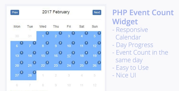 PHP 事件计数小部件