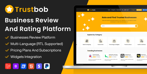Trustbob – 商业评论和评级平台 （SAAS）