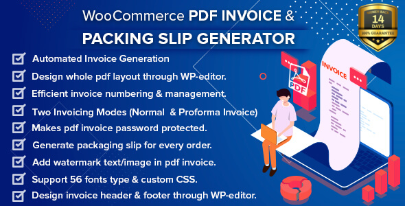 WooCommerce PDF 发票和装箱单,带贷方通知单
