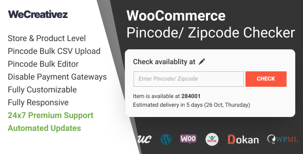 WooCommerce 密码/邮政编码检查器