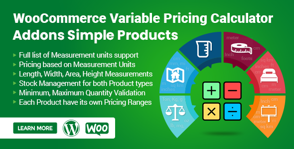 WooCommerce 动态定价计算器 – 简单产品的面积、长度和插件