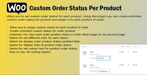 每个产品的 WooCommerce 订单状态