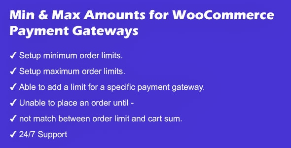 WooCommerce 支付网关的最小和最大订单金额