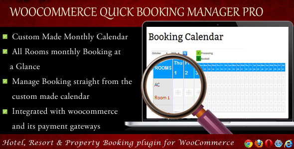 WooCommerce 快速度假村和酒店预订日历