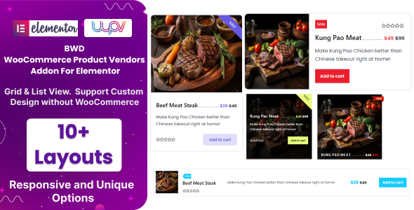 WooCommerce 产品网格列表视图 – Elementor 插件