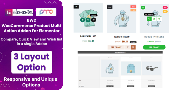 WooCommerce 快速查看 – woocommerce 愿望清单 – Woocommerce 产品比较 Elementor 的插件