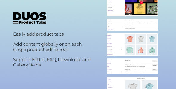 WooCommerce 的 Duos 产品选项卡