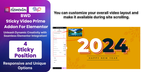 粘性视频 – Elementor 插件