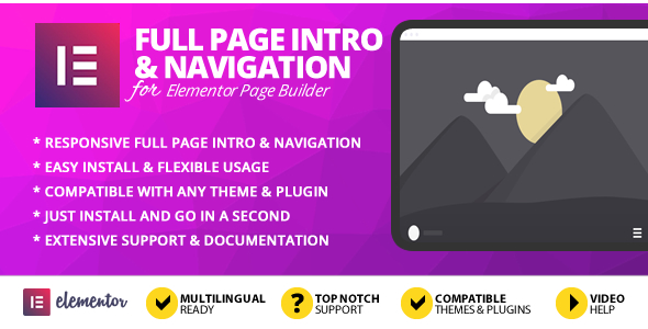 Elementor Page Builder 的整页介绍和导航插件