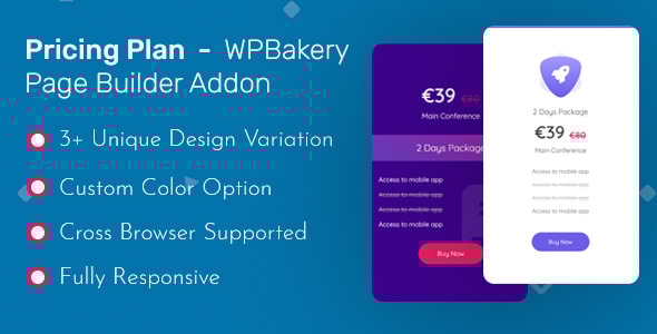 定价表 – WPBakery Page Builder Addon(以前称为 Visual Composer)
