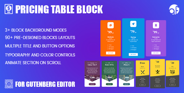 WordPress (Gutenberg) 的定价表块