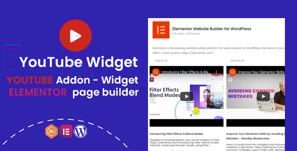 YouTube Widgets – Elementor 页面构建器的插件
