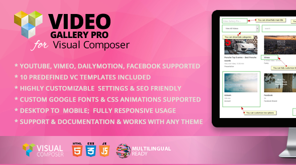 WPBakery Page Builder(以前称为 Visual Composer)的 Video Gallery Pro 插件