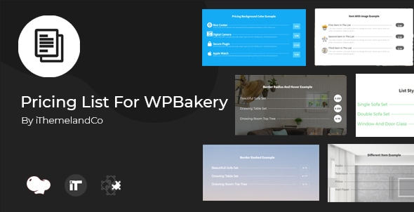 WPBakery 页面构建器的定价表