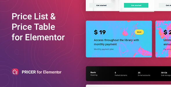 定价器 – Elementor 的价目表