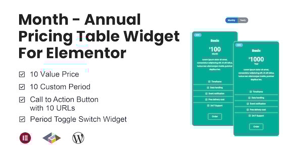 月份 – Elementor 的年度定价表小部件