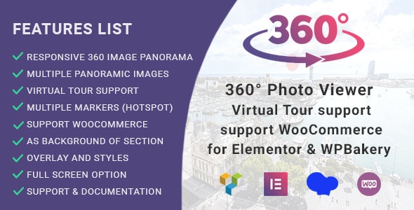 Elementor、Gutenberg 和 WPBakery 的 360° 照片查看器（虚拟导览）