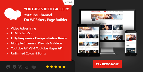 Youtube 视频库 – WPBakery 页面构建器的 Youtube 频道