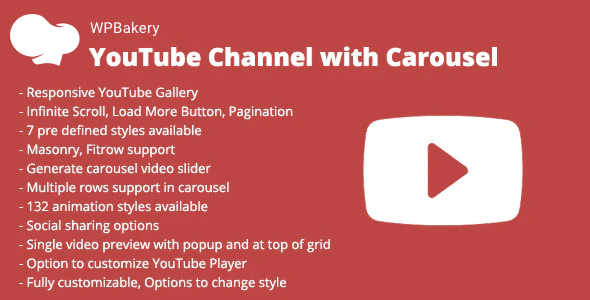 带有轮播插件的 WPBakery YouTube 频道