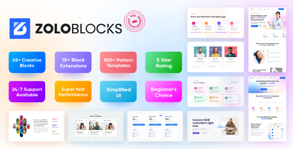 ZoloBlocks – WordPress Gutenberg 插件,具有高级块、动态内容、模板和模式