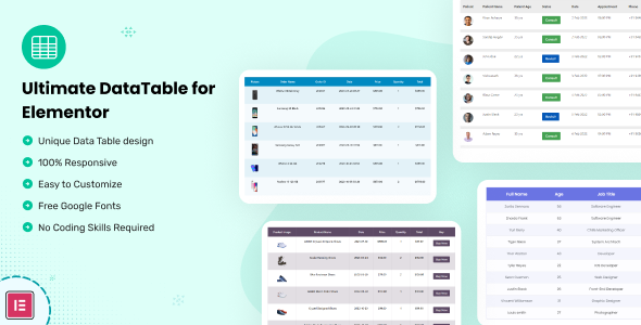 Datalentor – Elementor 的高级数据表
