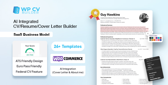 WP CV Builder SaaS – WordPress 简历生成器 – 简历制作工具