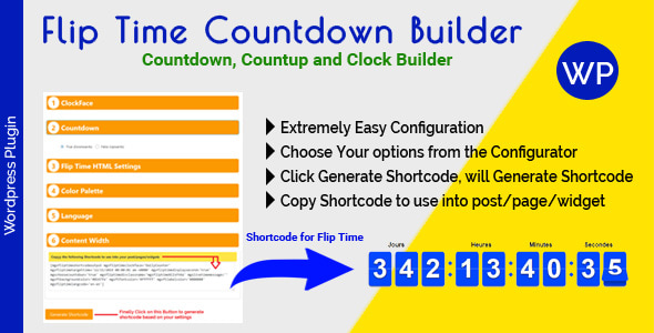Flip Time Countdown Builder – 适用于 WordPress 的响应式倒计时倒计时和时钟生成器
