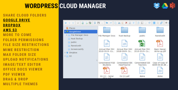 WordPress 云管理器 |Dropbox – Google Drive – S3 文件夹共享