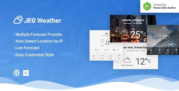 Jeg 天气预报 WordPress 插件 – Elementor 和 WPBakery 页面构建器的附加组件