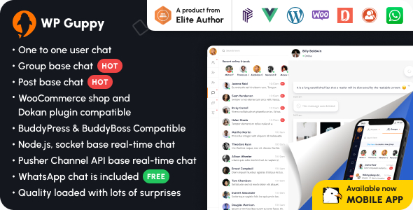 WP Guppy Pro – WordPress、WooCommerce 和 BuddyPress 的实时聊天插件