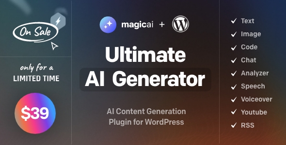 MagicAI for WordPress – AI 文本、图像、聊天、代码和语音生成器