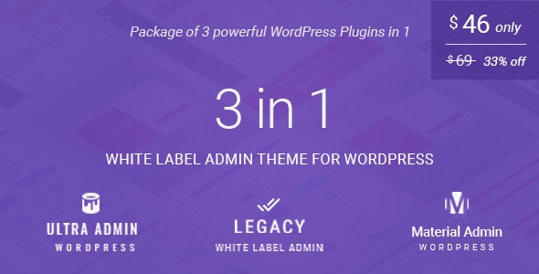 WordPress 的白标管理主题包(3 合 1):(Ultra + Legacy + Material Admin)