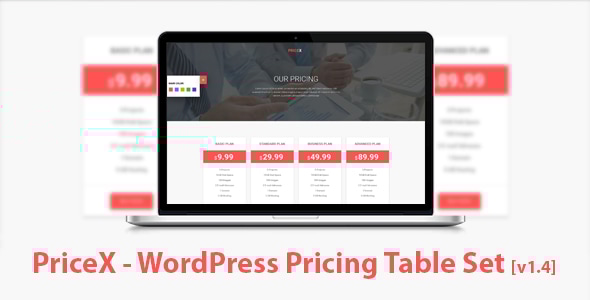 价格X |材料设计 WordPress 定价表集插件