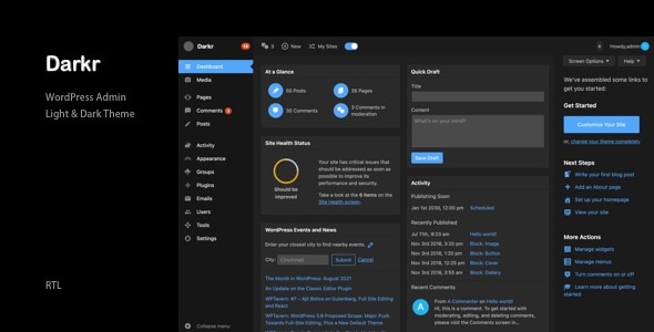 Darkr – WordPress Admin Light Dark Theme