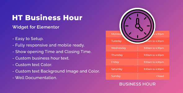 Elementor 的 HT 工作时间小部件