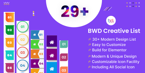 Elementor 的 BWD 创意列表插件