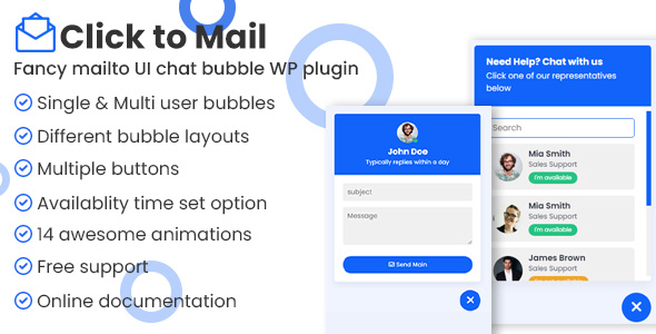 Click to mail – Fancy Mailto UI chat bubbles WordPress plugin