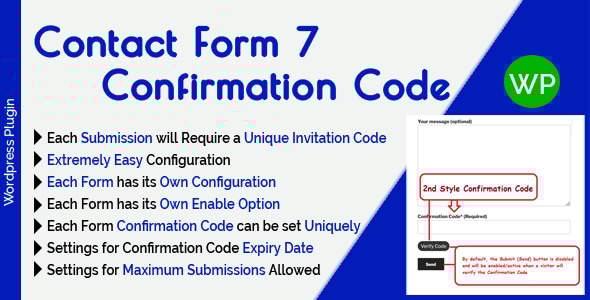 Contact Form 7 Confirmation Code – For Each Submission will Require a Unique Invitation Code