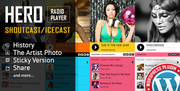 Hero – 有历史的 Shoutcast 和 Icecast 广播播放器 – WordPress 插件